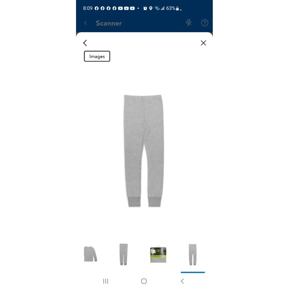 Athletic Works Girls Waffle Thermal Underwear Set Medium 7-8 Gray NEW
